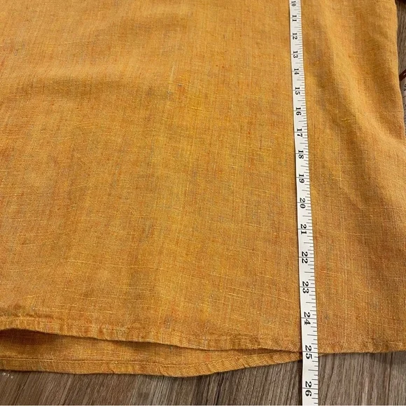FLAX Linen Shirt Top Pants Twin Set Women’s Small Orange Lagenlook Boho Coastal - Picture 7 of 12